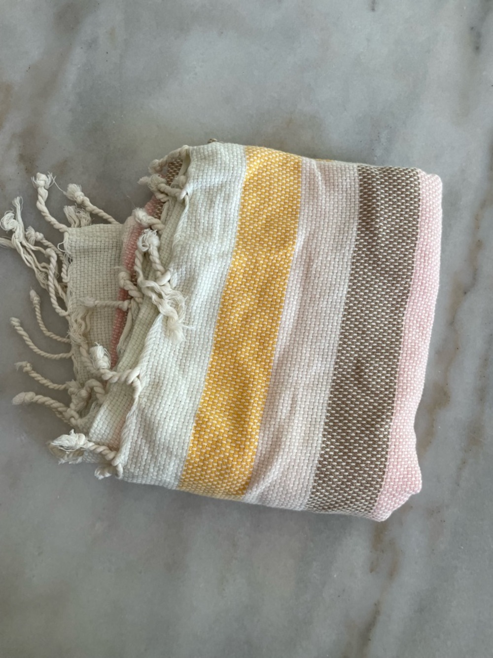 Aerie Striped scarf - Yellow, Pink, Cream, Brown